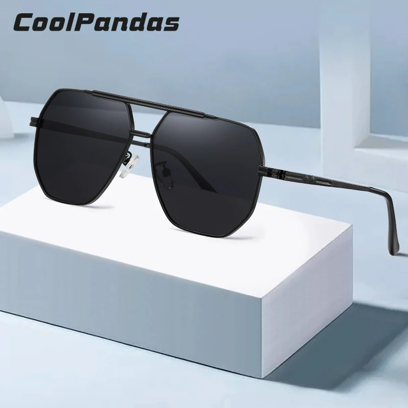 

CoolPandas NEW Trending Sunglasses For Men High Quality Polygon Metal Frame Polarized Driving Outdoor UV400 lentes de sol hombre