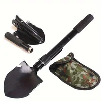 Compact 5-in-1 Survival Shovel - Durable Stainless Steel Tactical Spade with Compass, Saw & Bottle Opener for Outdoor Adventures 1