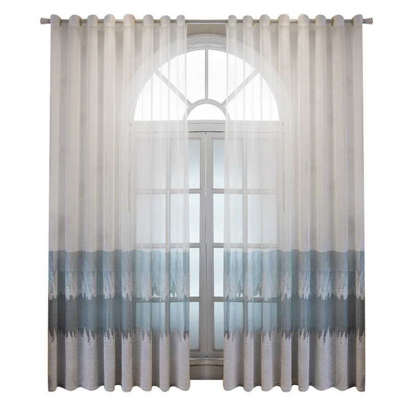 White Gradient Tulle Sheer Curtains for Living Room  Kitchen Voile Curtains Bedroom Decoration Window Treatments Blinds Panel