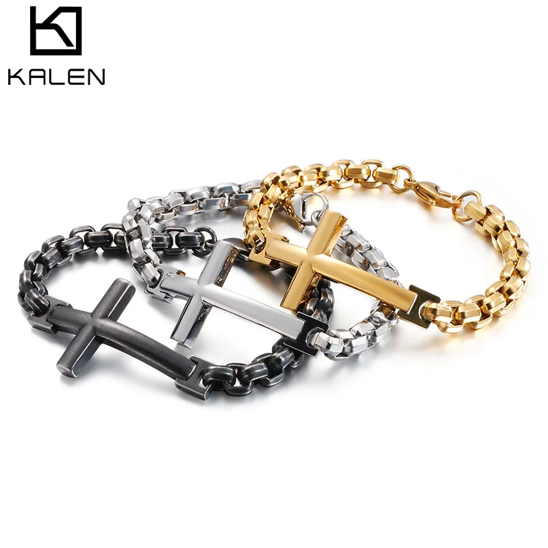 

European and American new personalized titanium steel trendy men's cross bracelet. Fashion men's accessories