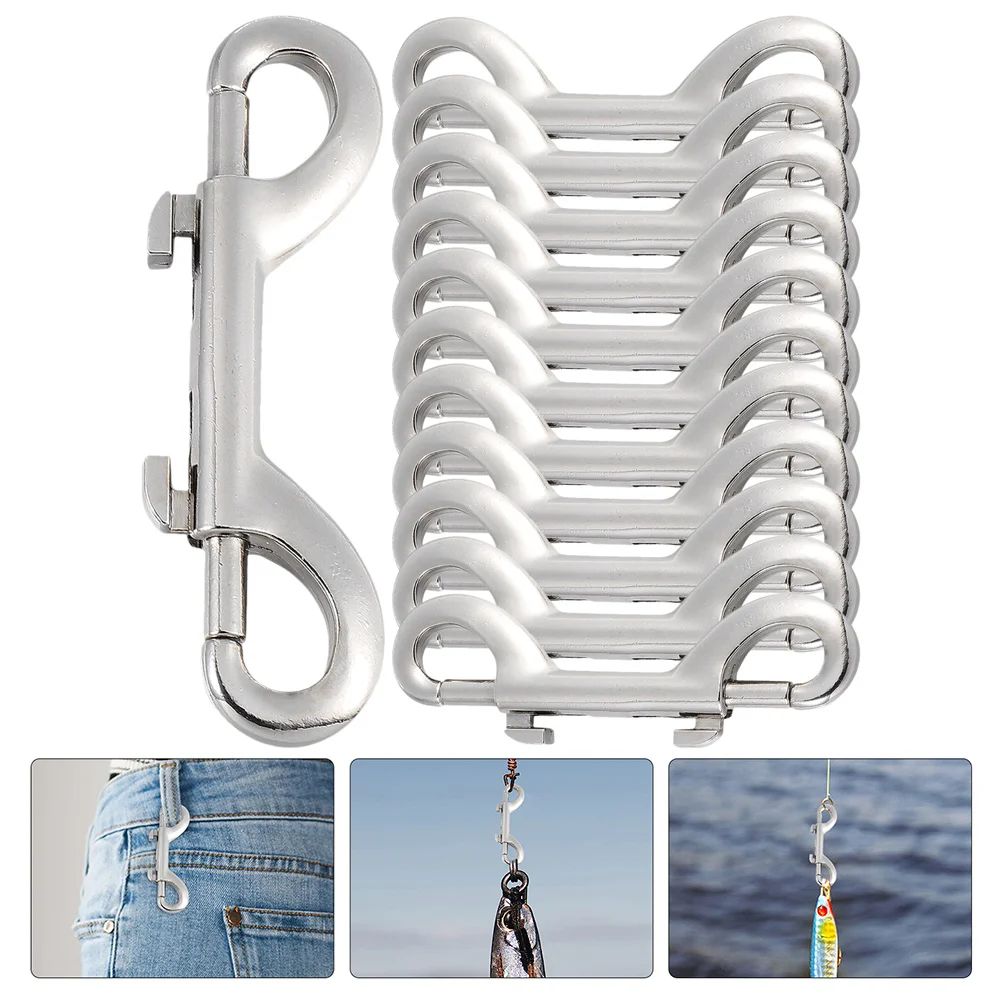 

12 Pcs Double Buckle Snap Hooks for Pet Leash Lanyard Accessories DIY Clasps Zinc Alloy Key Fob