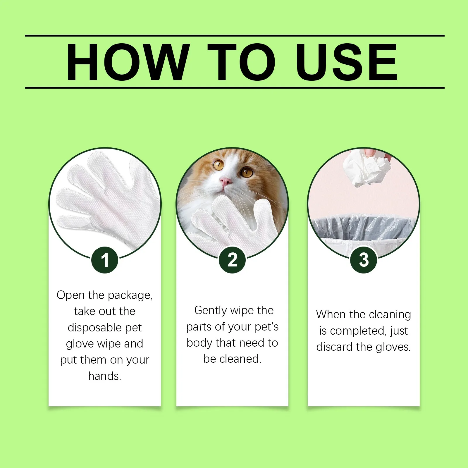 Pet Cleaning Gloves 5 Pairs Washing Gloves Comfortable Grooming Wipes For Dogs Gentle Puppy Scrubber Kitten Washing Mitten For