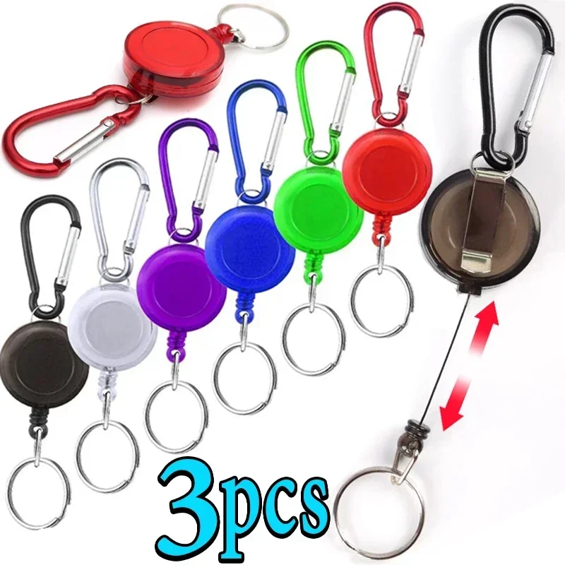 

1/3pcs Multifunctional Multi-color Roll Retractable Keychain Brooch Rope Bag Recoil ID Card Holder Keyring Key Chain Steel Cord