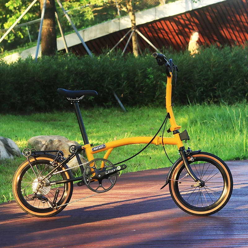 Folding Bicycle 16 Inch 9 Speed V Brake Portable Chromoly Steel Tri Fold Frame 16Inch Wheel