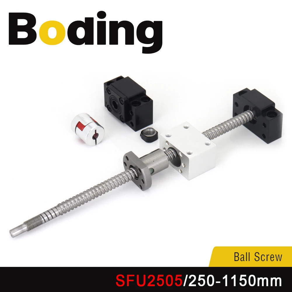 

Boding SFU2505 Ballscrew Set Ball Screw Nut Bk BF20 End Machined Nut Holder Coupling For Cnc 3D Printer