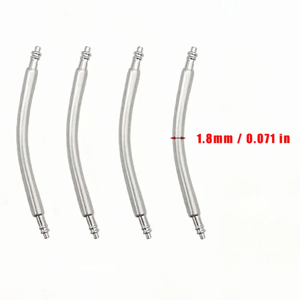 20PCS Curved Stainless Steel Spring Bars for Watch Strap Buckles, 1.8mm Diameter, 16mm-26mm Width Range