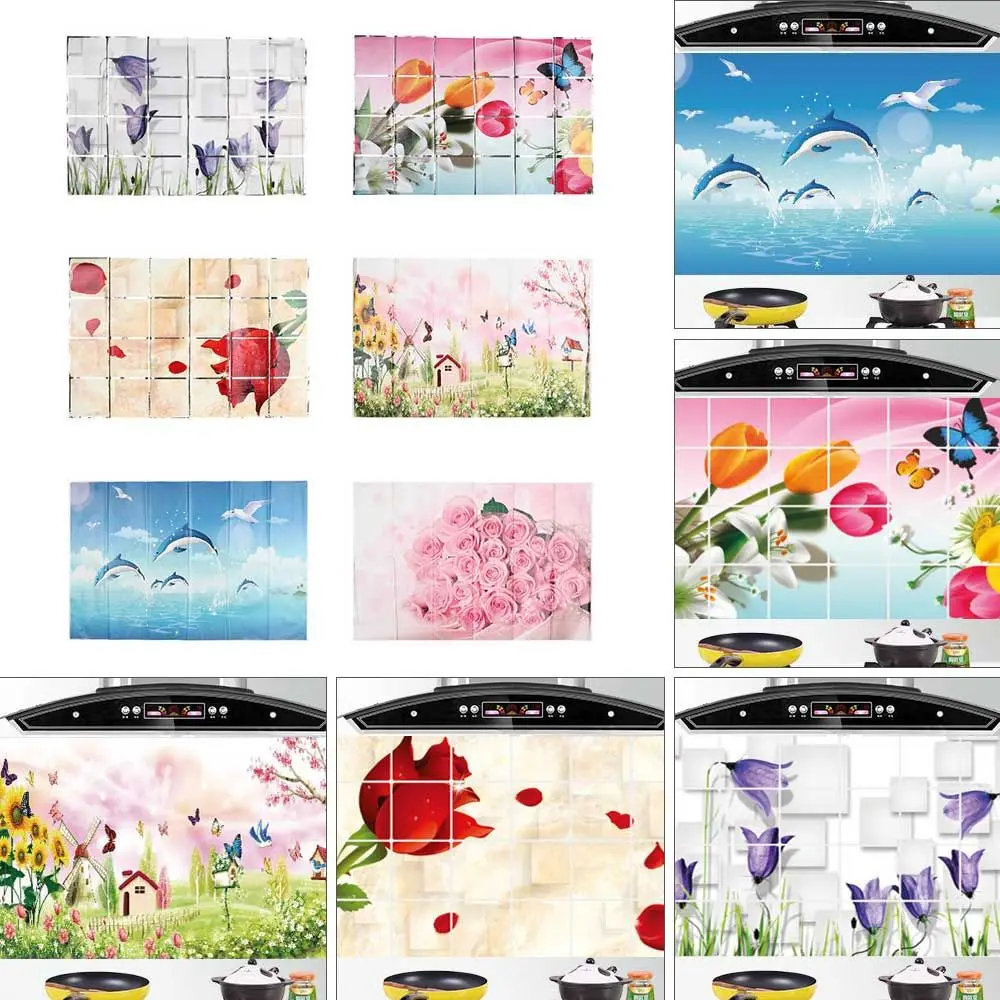 Cute Wall Decorative Flame Retardant Kitchen Transparent Wall Sticker Wallpaper Oil Proof Sticker wall stickers self adhesive stickers kitchen wall sticker