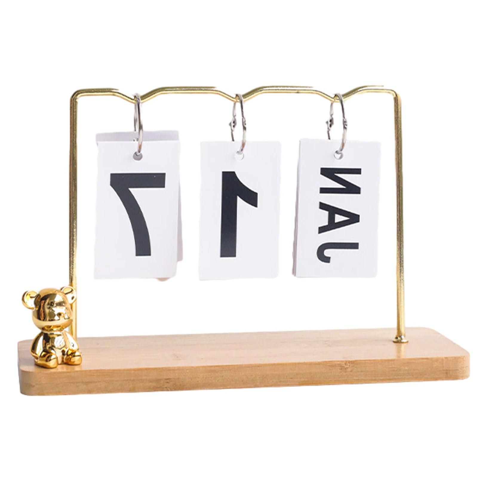 

Daily With Bear Ornament Desktop Calendar Stable Manual Gift School Foldable Office Wooden BaseStanding Home Page Flip