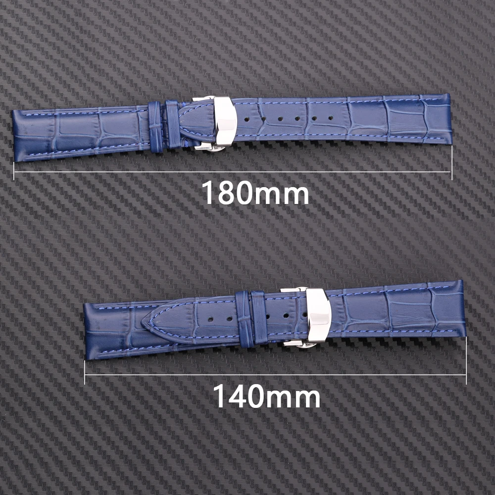 Luxurious Genuine Leather Watch Strap with Butterfly Clasp – Multiple Sizes Available