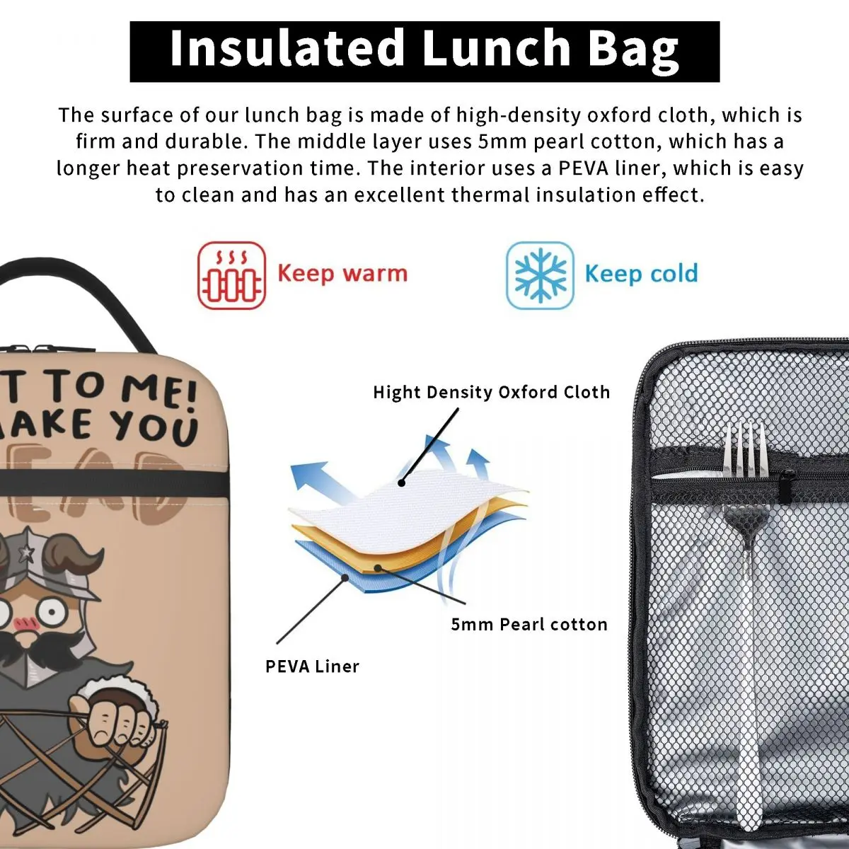 Dungeon Meshi Senshi Insulated Lunch Bags Delicious In Dungeon Lunch Container Cooler Bag Box Tote College Food Storage