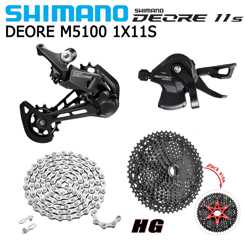 Shimano Deore M5100 1x11S Derailleurs Groupset 11V Right Shift Lever RD-M5100 NEWBIE Chain Sunshine Black Cassette 46T 50T 52T