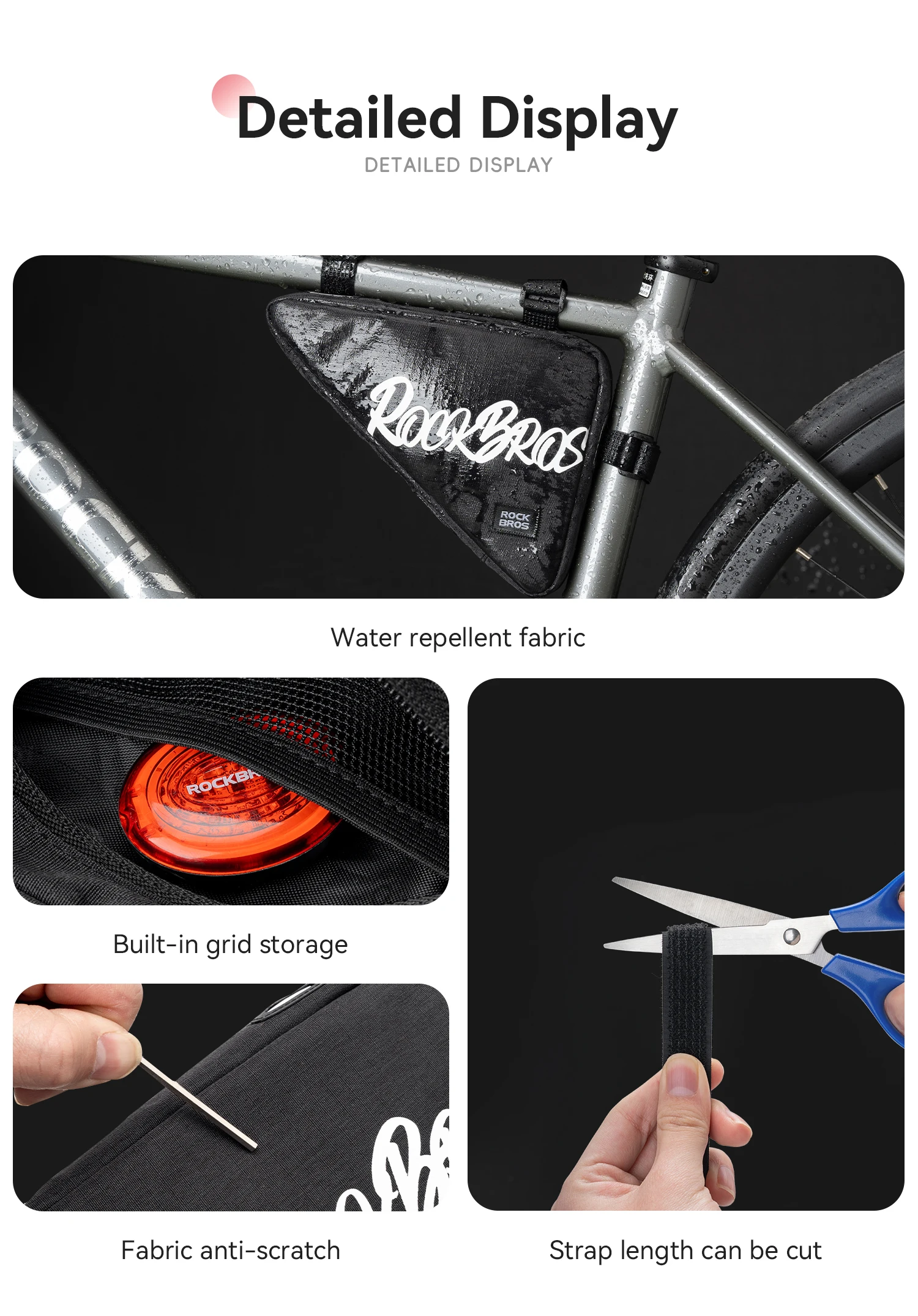 ROCKBROS Fahrrad-Dreieck-Oberrohrtasche, wasserdichter Rahmen, Aufbewahrungspaket für Radfahren Essentials, kompakte Rahmenpackung – Detail 9