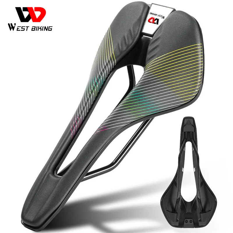 

Седло для дорожного велосипеда WEST BIKING, нейлоновое кожаное высокоэффективное открытое гоночное сиденье, аксессуары для горного велосипеда