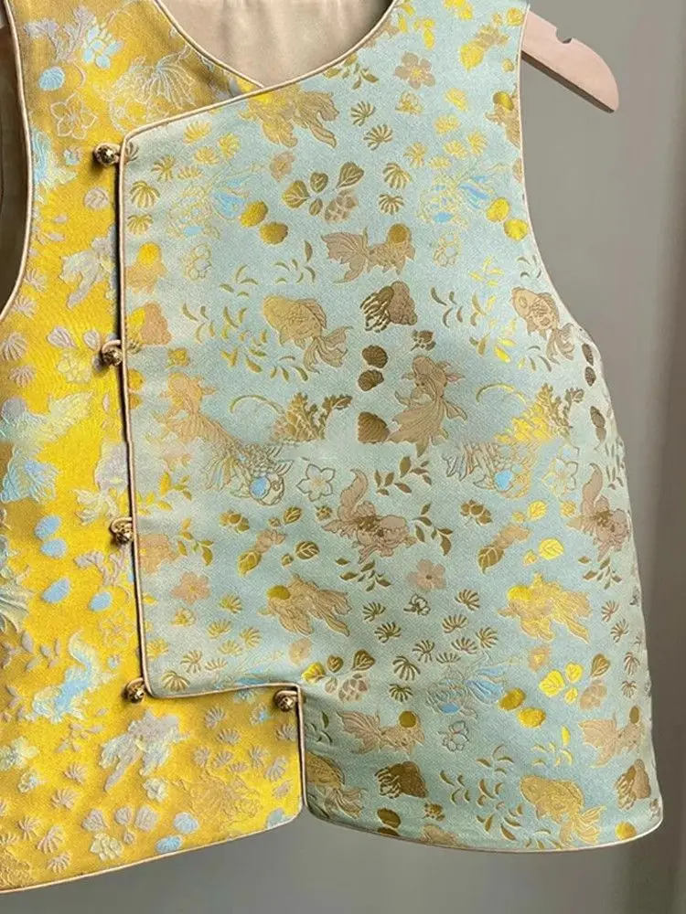 Sleeveless Women Vest Chinese Style Loose Waistcoat Heavy Embroidery Vintage Spring and Autumn Tank