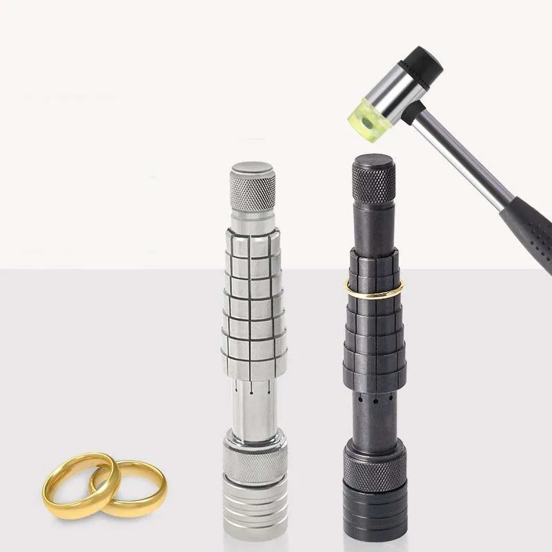 1 Set Ring Enlarger Stick Mandrel Sizer Tool Finger Guage Hammer Equipmen for Jewelry Making Ring Forming DIY  Size Enlarge 2pcs 10 sizes round multi jump ring mandrel wire looping rods forming rings tool wire wrapping mandrel for jewelry making kit