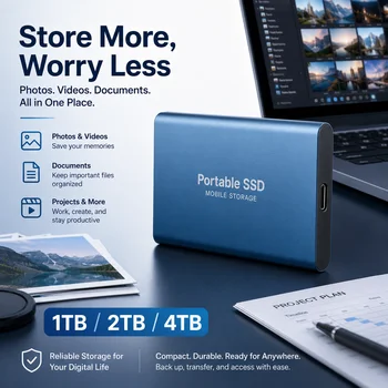 External SSD 1TB 2TB Portable Solid State Drive USB3.2 Type-C File Store for Laptop Mac Computer 4