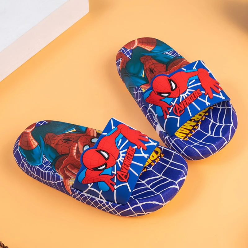 Disney Kids Slippers for Boys Summer Beach Indoor Cartoon Spiderman Home Non-Slip Garden Shoes kids slippers
