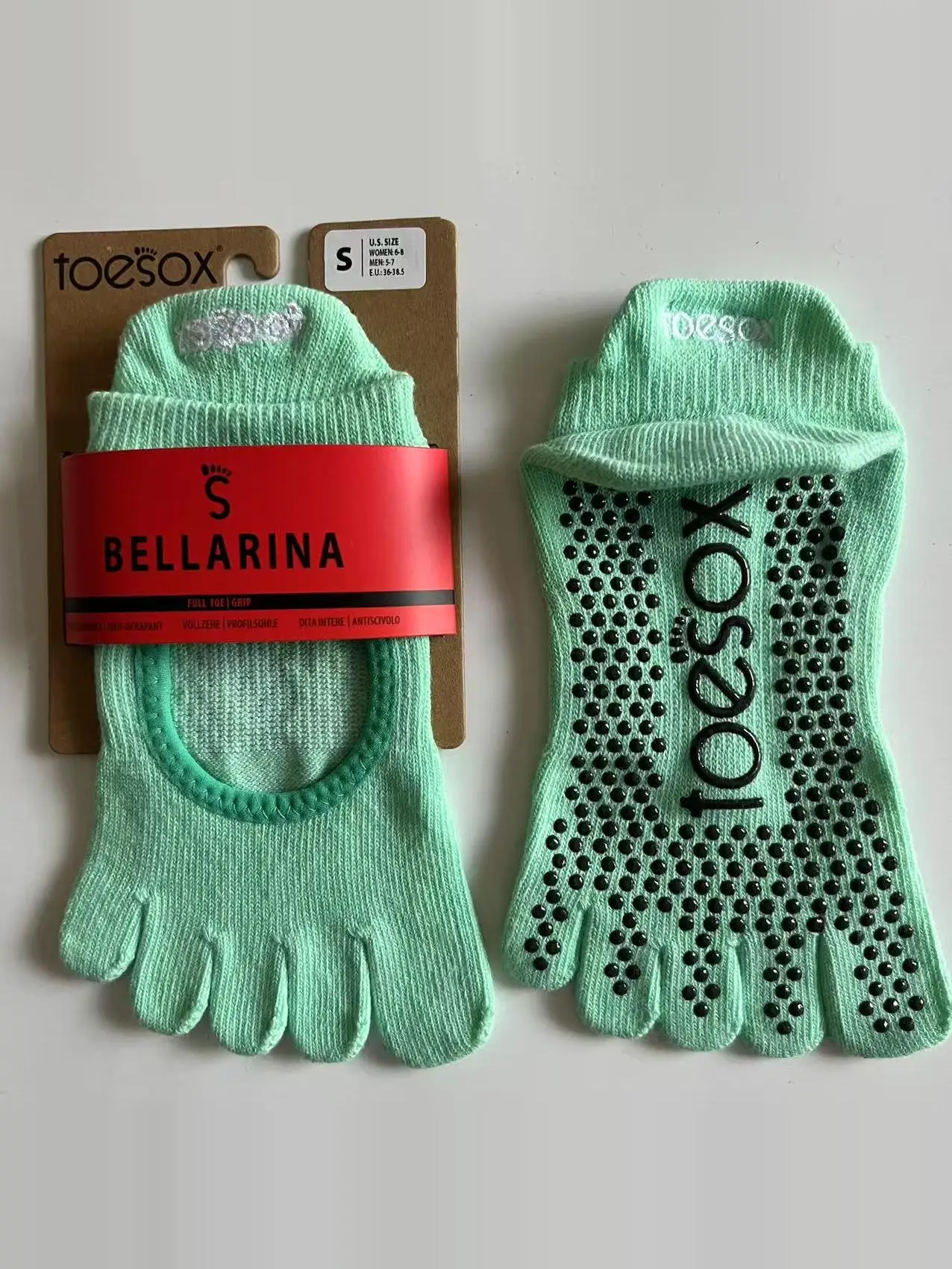 Toesox Yoga Sos Pilates Glue Ladies Five-Finger Fitn Floor Training Dance Sos Pure Cotton Women's Sport Fans Supplies