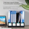 Deli Magazine File Book Holder Desktop Organizer , 4 Compartments, Plastic,Gray,Black 3