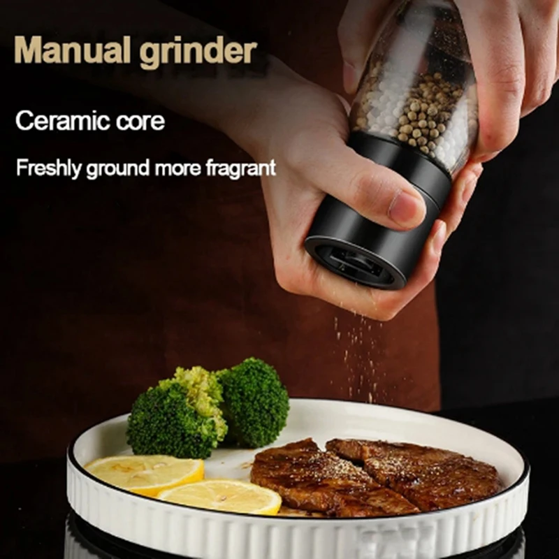 Manual Salt Pepper Grinder Transparent Glass Grinder Peppercorn Seasoning Bottle Kitchen Gadgets
