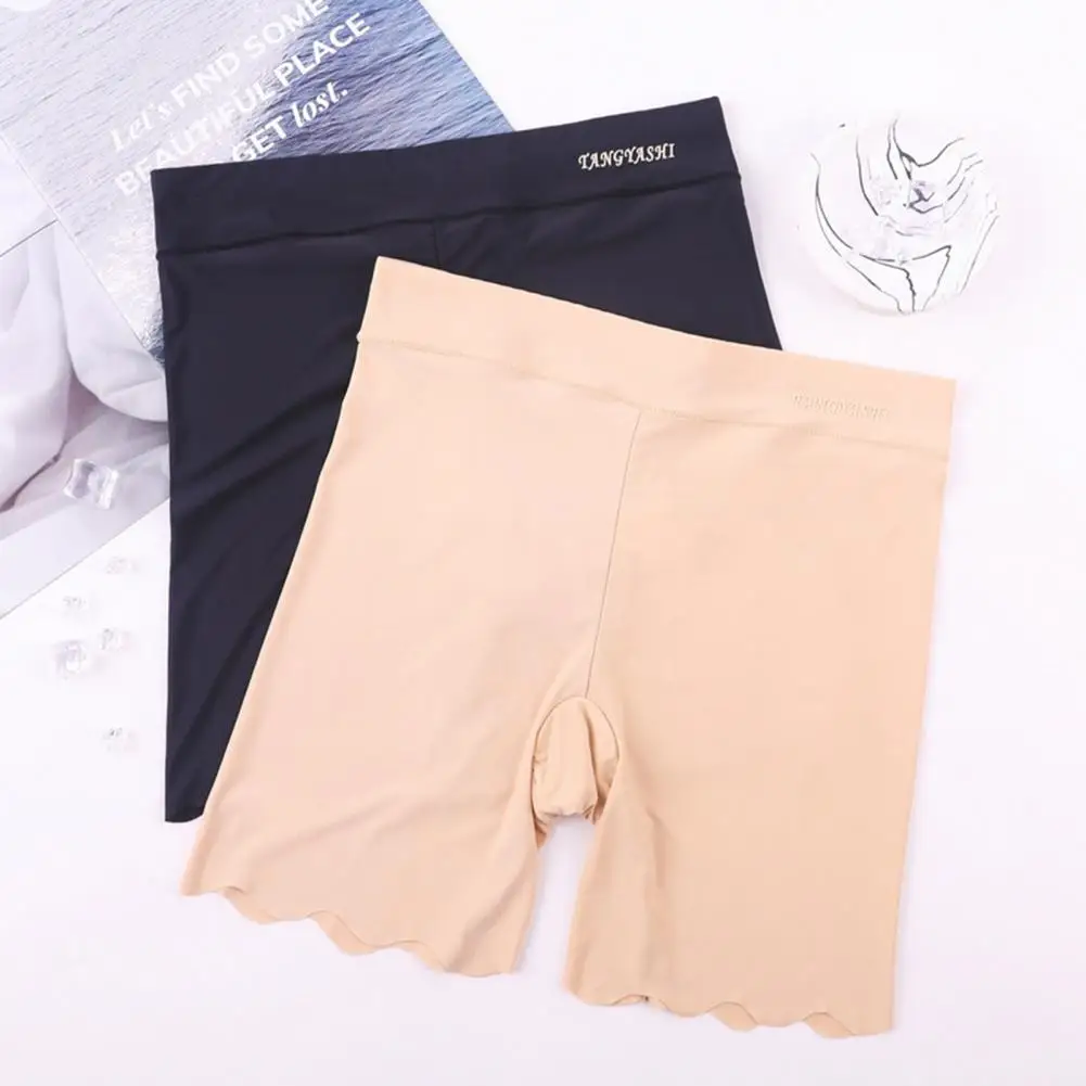 Boxer Shorts Slim Fit Solid Color Stretchy Flat Angle High Waist Privacy Protection Thin Long Leg Seamless Boyshorts Daily Garme High Waist Shorts High Waist Panties High Waist Underwear Seamless Panties