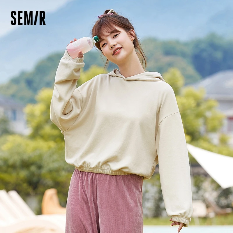

Толстовка Semir женская с капюшоном, Свитшот спортивный, вязаный свободный однотонный худи, весна-осень