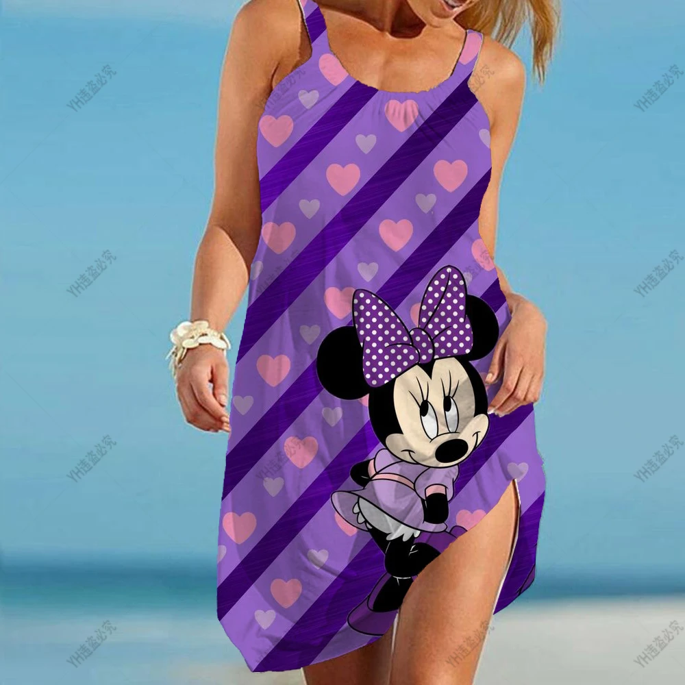 

Женское длинное платье со средней талией, Пляжное Платье с 3D принтом Диснея, для отдыха в городе, Минни, Микки Маус, большого размера, осень/лето