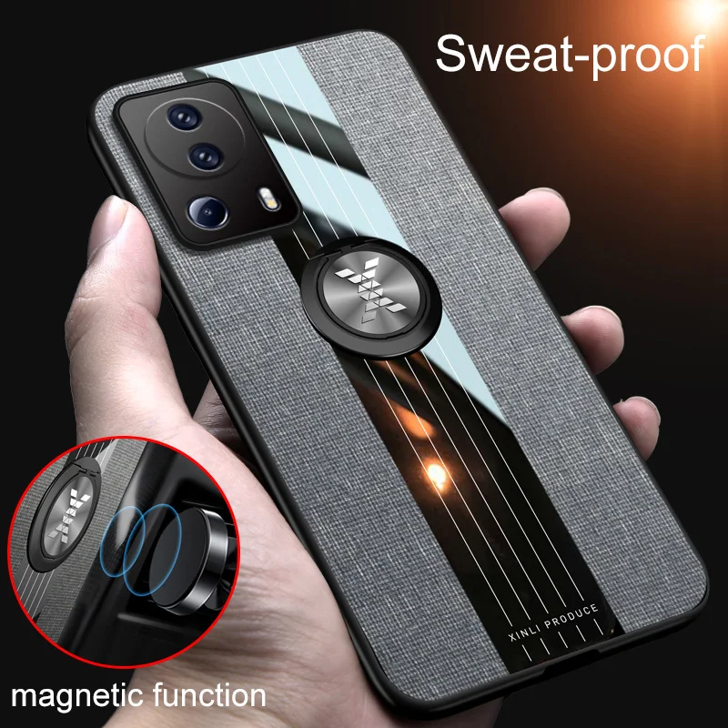 Fabric Cloth Phone Case With Ring Holder For Xiaomi 13 Lite_voghion.com