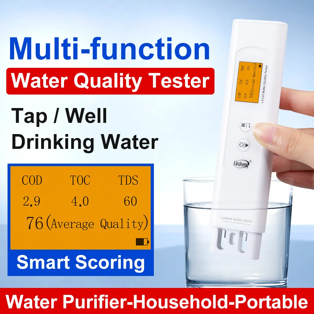 เครื่องทดสอบคุณภาพน้ําที่ดีที่สุด Tds Meter เครื่องทดสอบน้ําดิจิตอล 6 in 1 COD TOC TDS Meter สําหรับดื่มน้ําประปาความแม่นยําสูง LS310 1