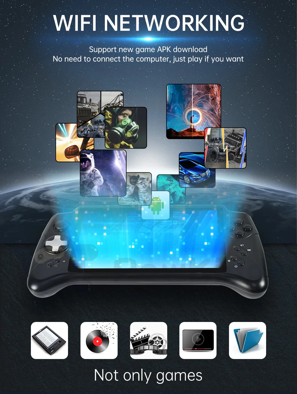 New X17 Android 7.0 Handheld Game Console 7-inch IPS Touch Screen MTK 8163 Quad Core 2G RAM 32G ROM Retro Game Players