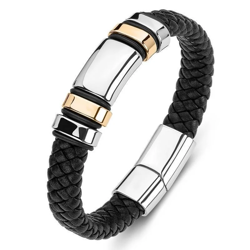 Personality Fashion Trend Leather Bracelet Hip Hop Chic Charm Punk Bracelet Couples Holiday Gift Jewelry Accessories