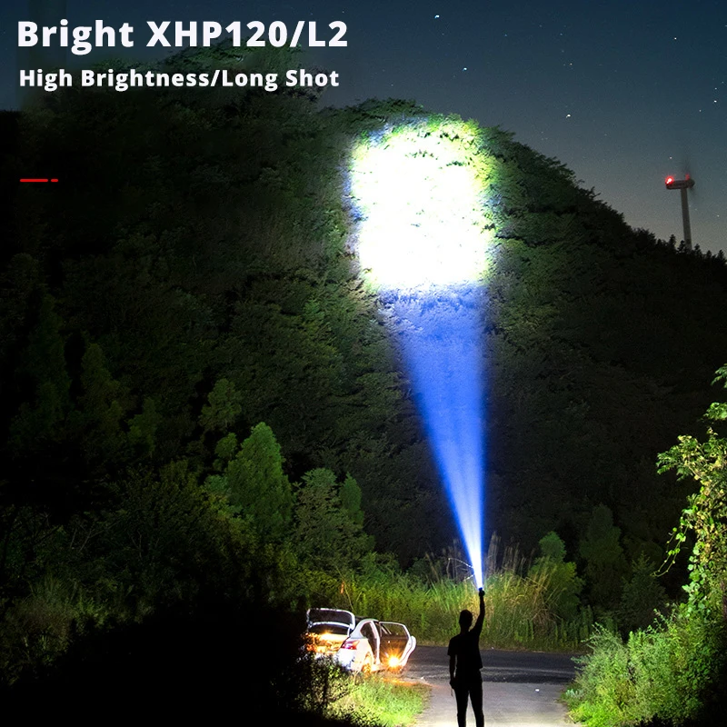 10000M 장거리 강력한 LED 손전등 XHP360 전술 캠핑 토치 USB Lanterna 하이킹 낚시를위한 방수 자기 방어