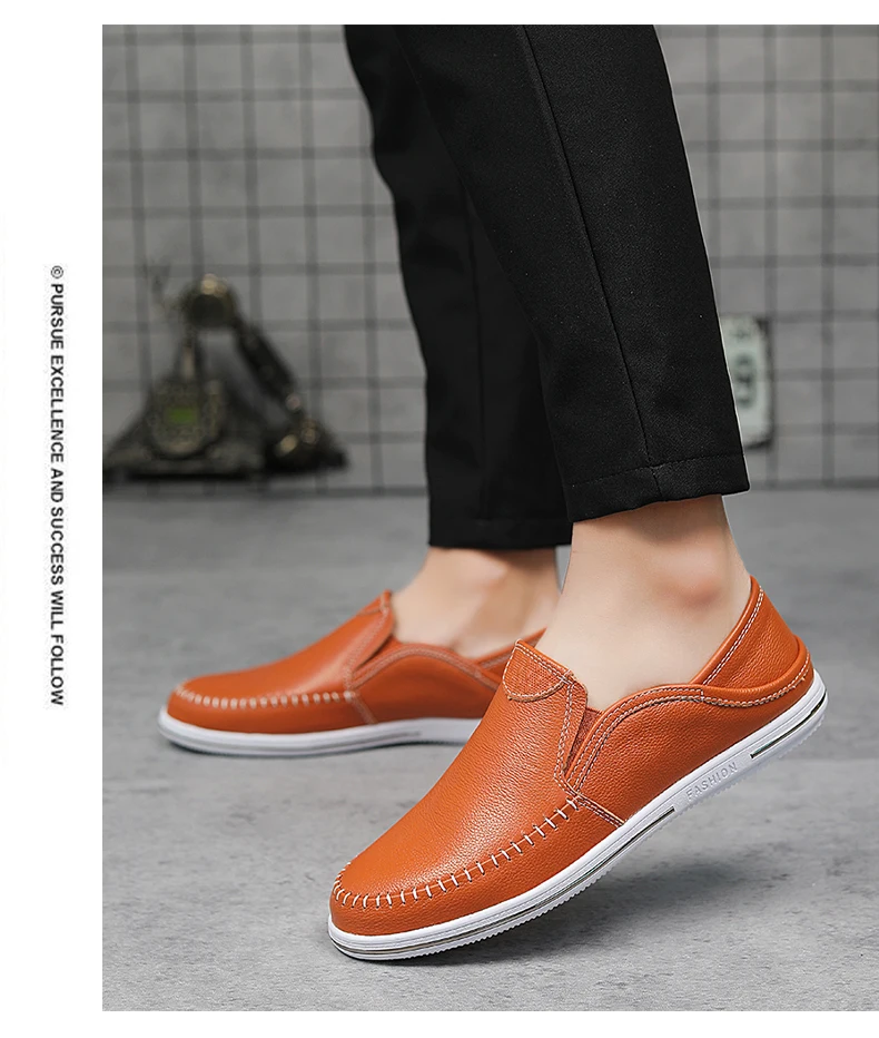 Lässige Leder-Männer-weiße Schuhe, Herren-Loafer, atmungsaktive Schuhe, trendige Herrenschuhe – Detail 27