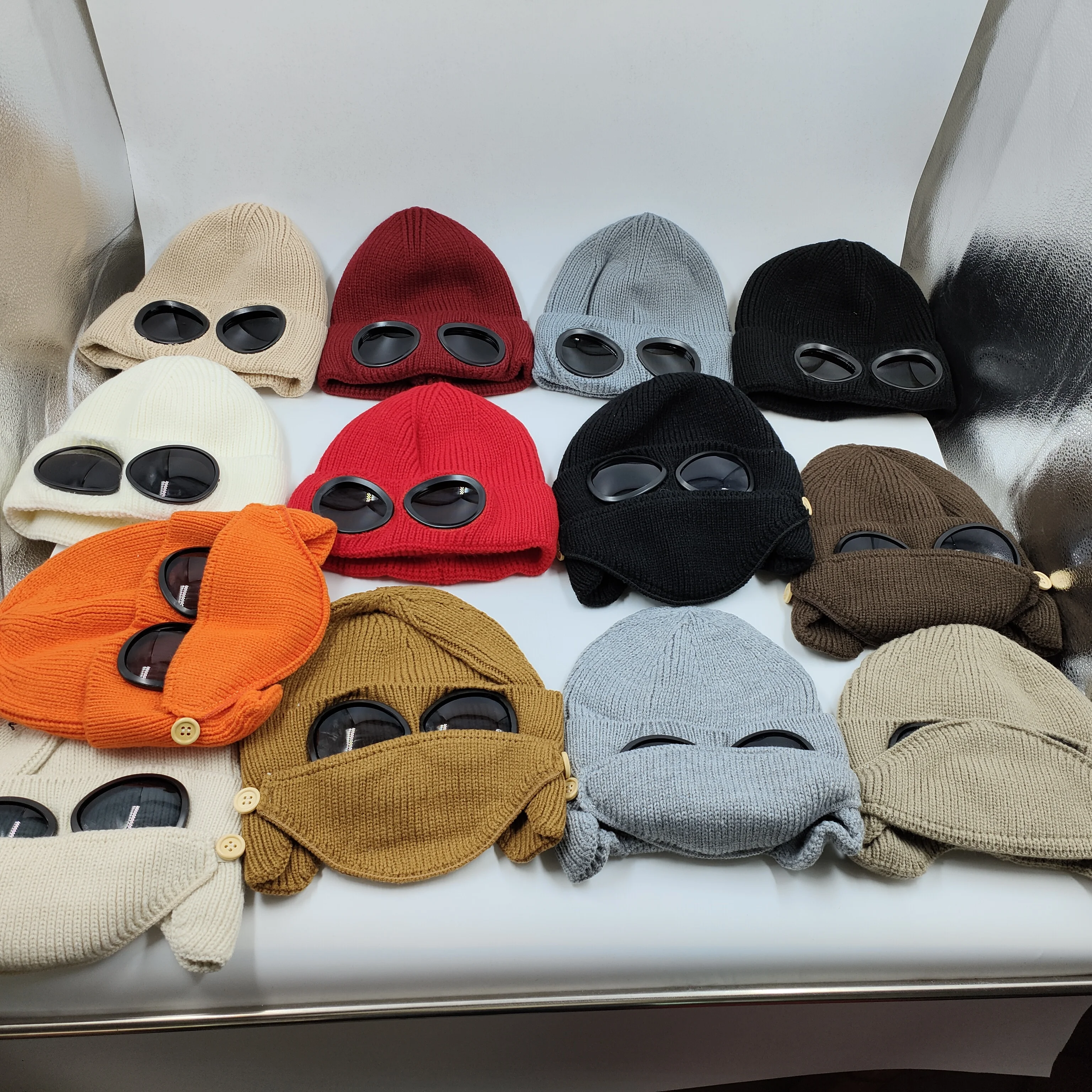 Knitted beanie hat with glasses retro hat male woolen hat female