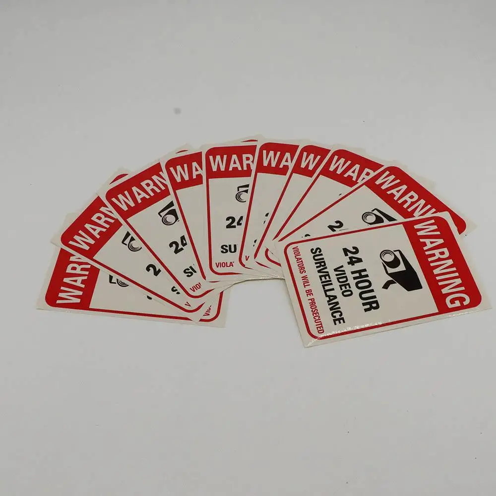 10pcs 24 Hour Monitor Camera Security Camera Sign Stickers Warning Signs Warning Sticker Decals