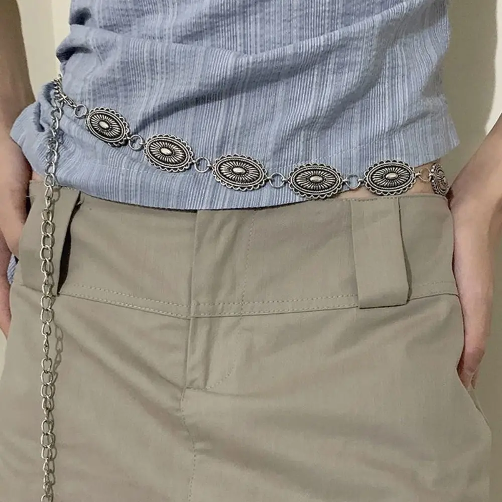 Retro Ethno-Stil Taillenkette Metall Silber Bohemian Vielseitiger Gürtel Kleid Dekoration Pullover Kette