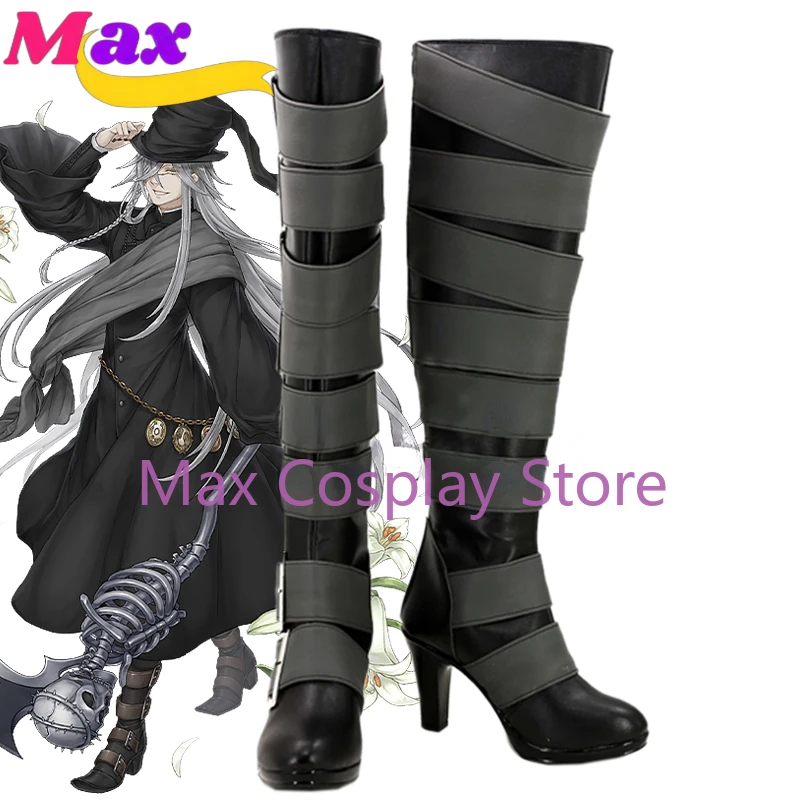 

Max Black Butler Kuroshitsuji Undertaker High Boots Anime Cosplay Halloween Carnival Accessories Shoes Custom Made Any Size