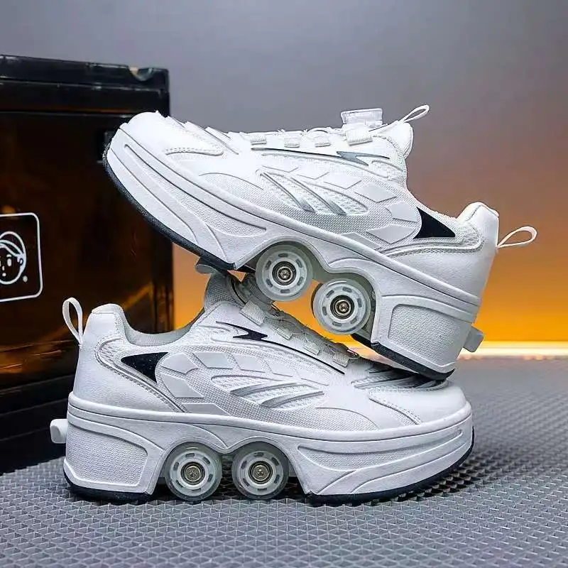 New large four-wheel retractable roller skates, perfect for outdoor sports and leisure activities. A great gift!