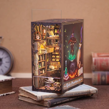 CUTEBEE DIY Book Nook Kit Miniature Doll House Home Touch Light Dust Cover Model Building Toys Gifts Magic Pharmacist 1