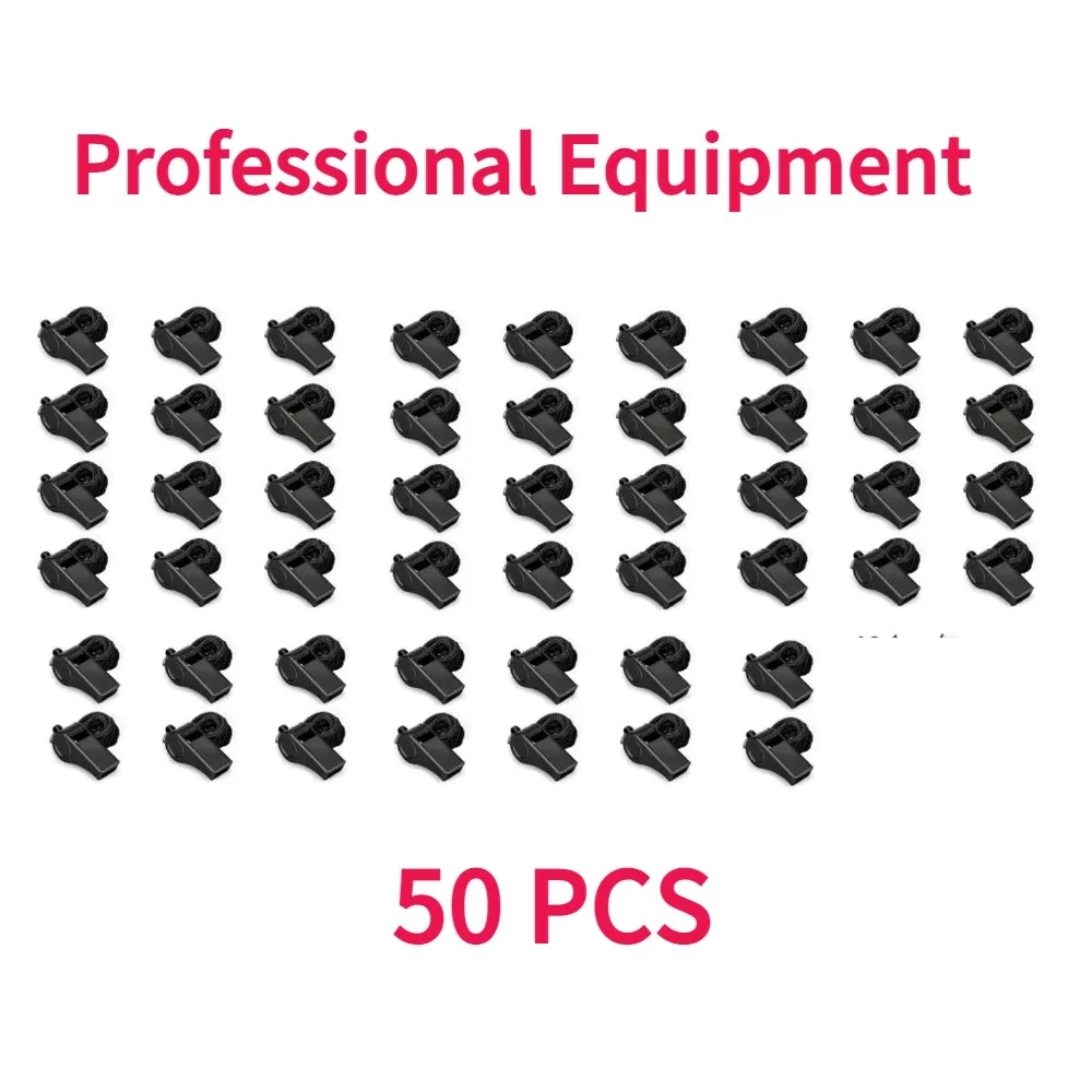 50PCS High Quality Black Whistle Referee Game Halter Whistle Outdoor Tour Hiking Suitable For Basketball and