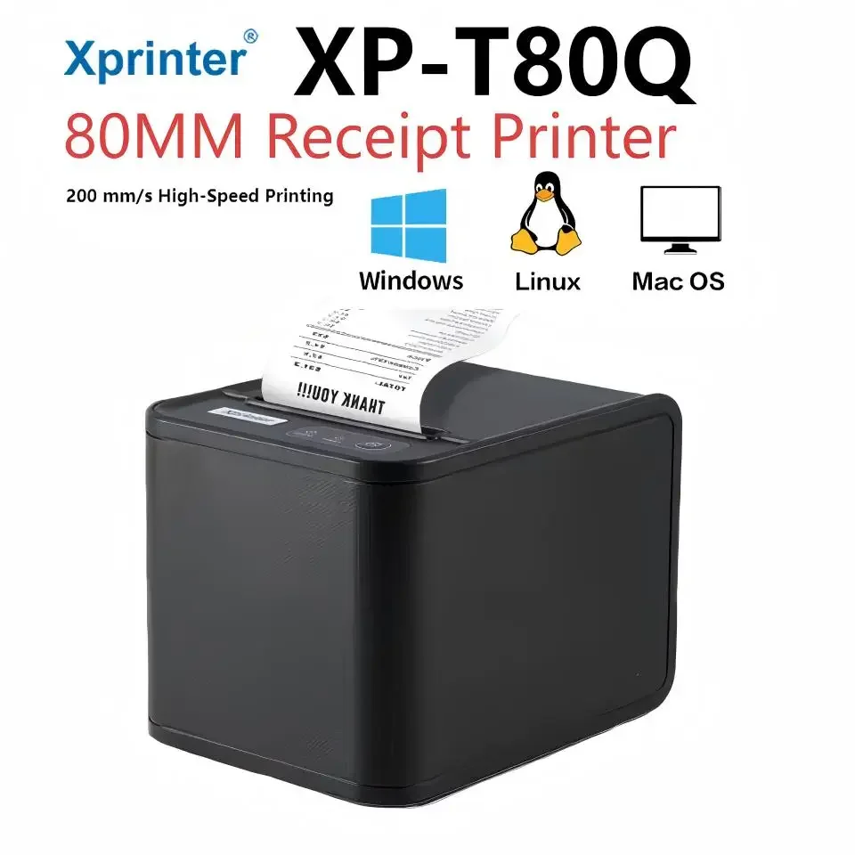 XP-T80 레스토랑 열전사 영수증 프린터 주문 알림 자동 용지 절단 HD 인쇄 로고 텍스트 그래픽 QR 코드