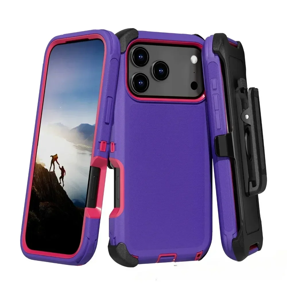 Rugged Shockproof Armor Phone Case with Clip - Heavy Duty Military Grade Protection