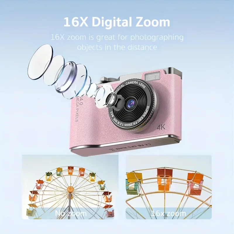 Appareil Photo Numérique 4K 48MP - Zoom 16x - Écran Rabattable 180° - Station Charge + 2 Batteries + Carte 32 Go