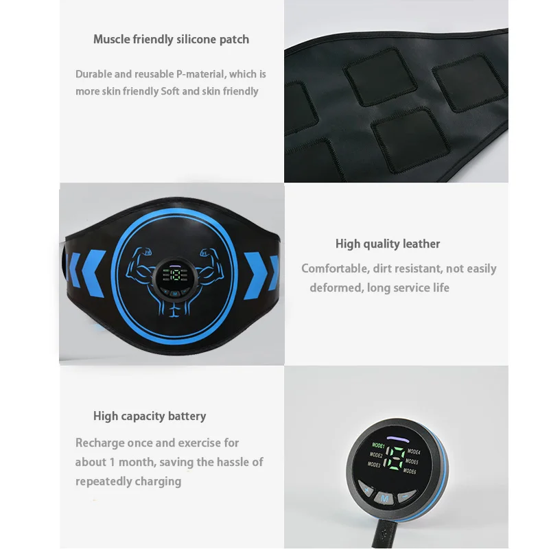 EMS Electrical Muscle Stimulation Electric Muscle Toner Abdominal Toning Belt Portable Fitness Ab Trainer Body Shaping Workout