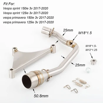 Motorcycle sprint Exhaust Muffler Link Pipe 51mm Escape for Vespa For Sprint 150ie 125ie 3V For Primavera 150ie 125ie 2017-2020