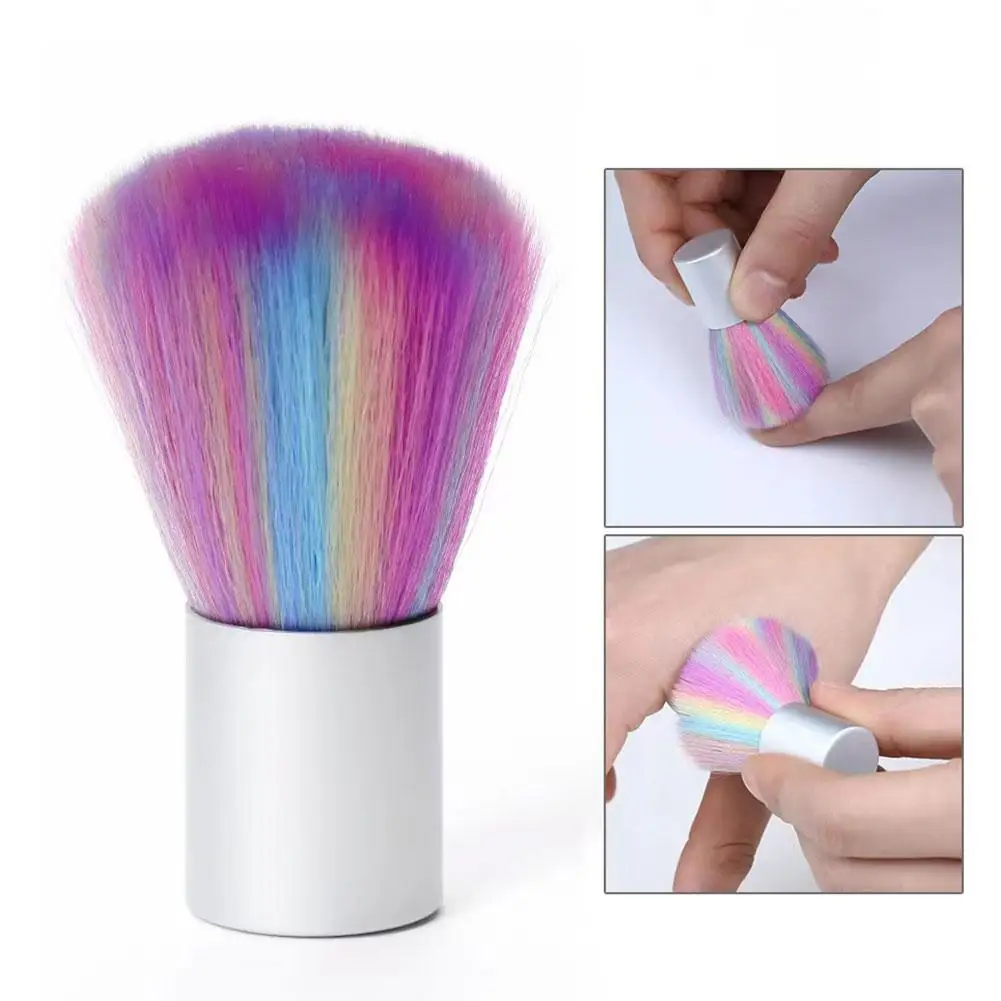 

1pc Rainbow Nail Art Dust Brush Colorful Short Handle Gel Cleaning Polish Brush Nail Brush Remove Nail UV Powder Art Mushro A4X4