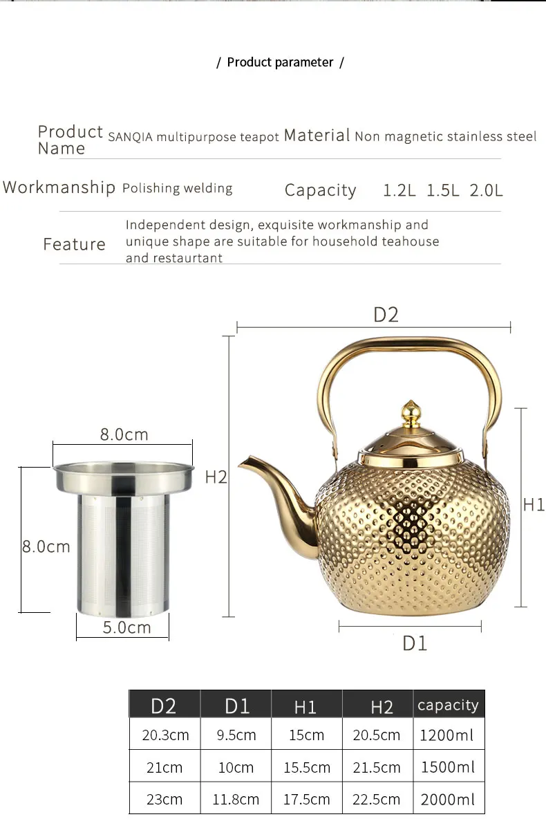 Bouilloire à Thé Théière En Acier Inoxydable, Bouilloire à