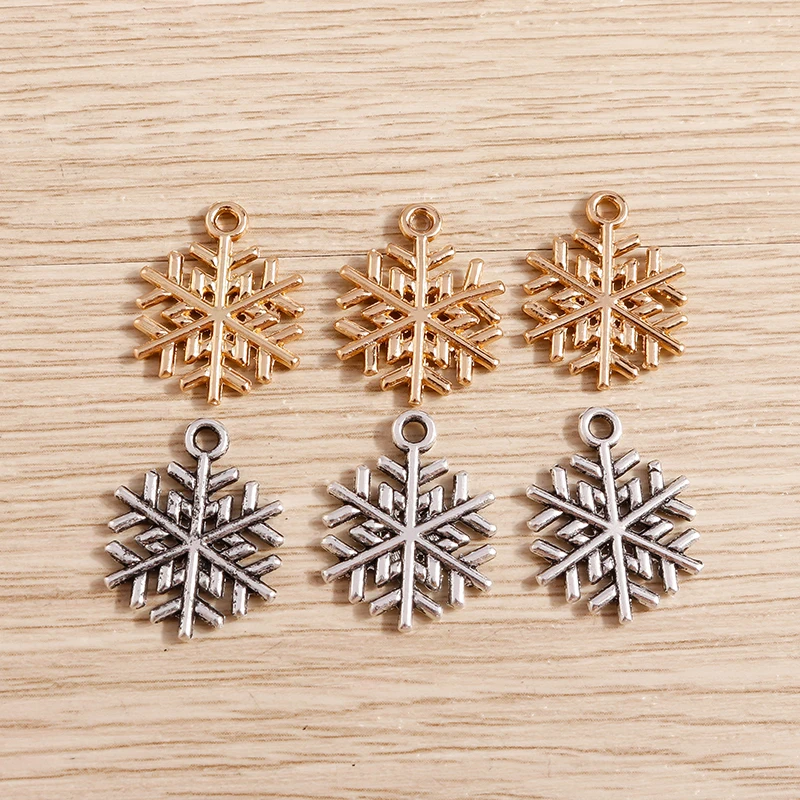 20 stücke niedlichen Legierung Weihnachten Schneeflocke Charms Anhänger für Schmuck machen Tropfen Ohrringe Halsketten Armbänder DIY Handwerk Zubehör
