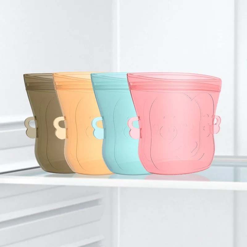 Cartoon Silicone Fresh-keeping Storage Bag,Reusable Food Grade Snack Bags for Children,Zipper Bag,Eco-Friendly,Leakproof