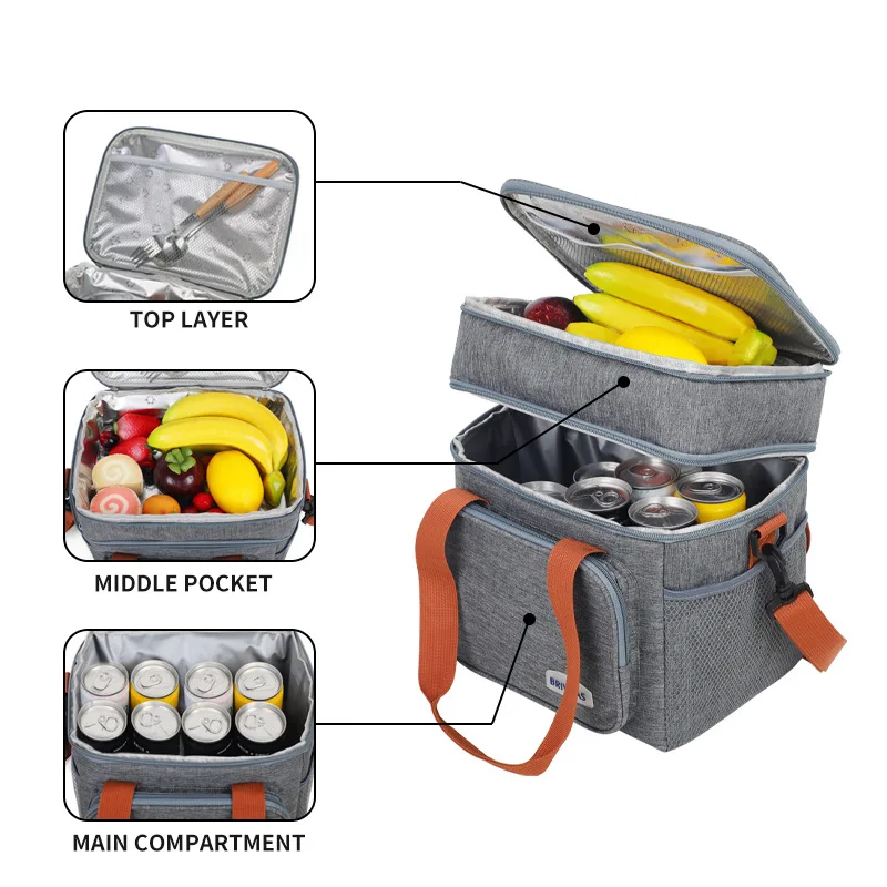 Lunch Bag Insulated Expandable Double Deck